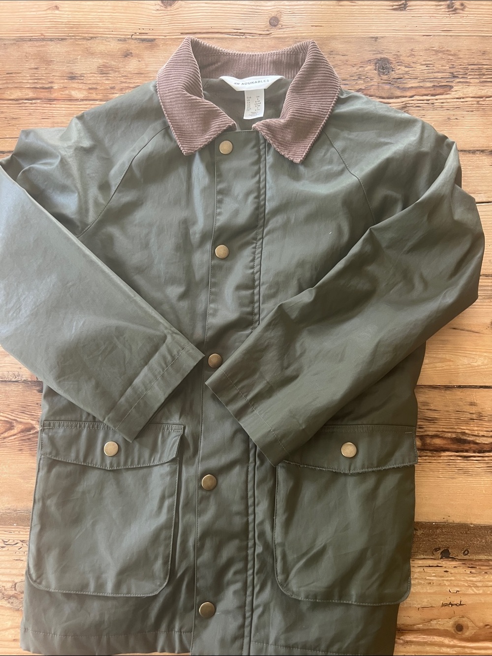 H&M Adorables - Barbour-Style Olive Waxed Cotton Jacket with Brown Corduroy Coll